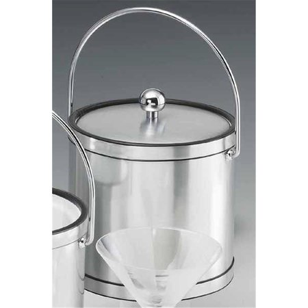SHARPTOOLS Mylar Brushed Chrome 3 Quart Ice Bucket with Chrome Bale Handle Bands and Metal Cover SH342147